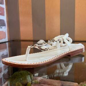 DIOR Anchor Patent Leather Cream Sandals SZ 38 (US 8)